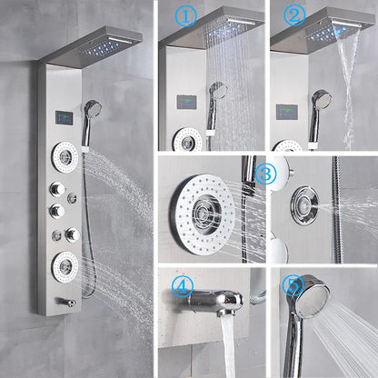 DecorBites™ LED Shower Panel Column Faucet with Rainfall Waterfall, Back Jet, Mixer Tap