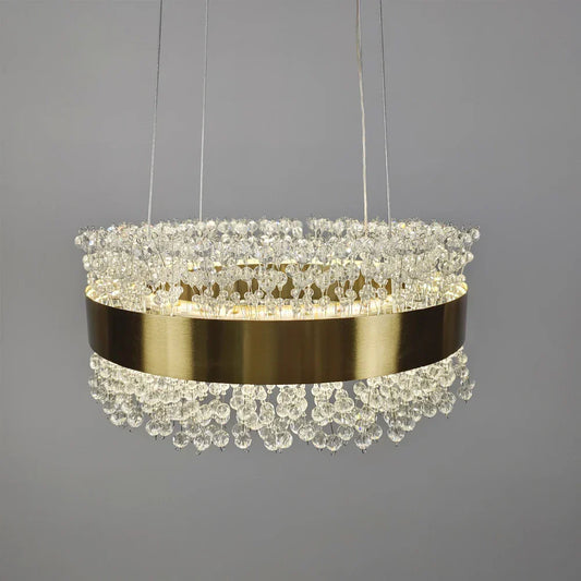 DecorBites™ Gold Metal LED Chandelier: Modern Crystal Lighting for Living Room, Dining Room, Bedroom.