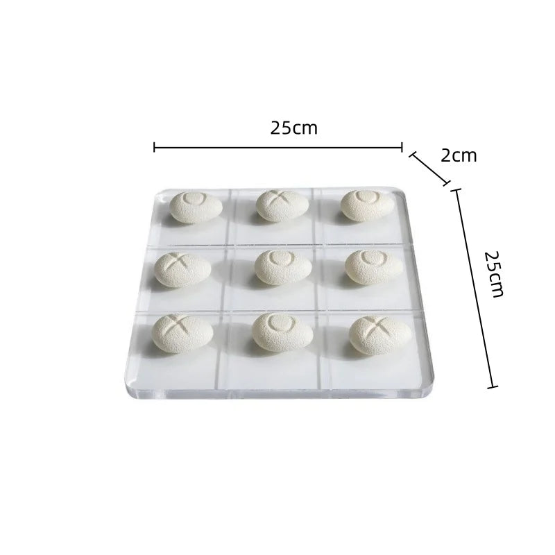 Juego de tablero de ajedrez acrílico y piezas de ajedrez de resina con forma de guijarros para decoración del hogar - DecorBites™