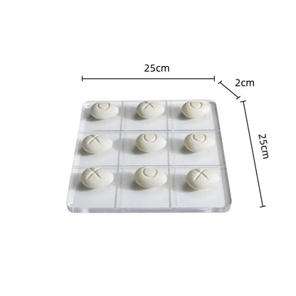 Juego de tablero de ajedrez acrílico y piezas de ajedrez de resina con forma de guijarros para decoración del hogar - DecorBites™