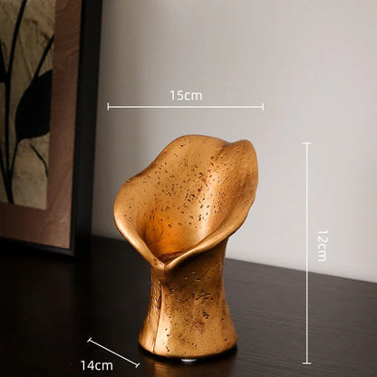 DecorBites™ Jarrón de resina negra y dorada para decoración del hogar