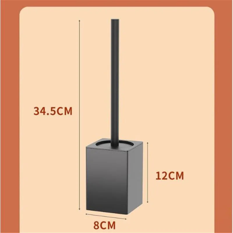 DecorBites™ Black Aluminum Toilet Brush Holder Set with Scrub Brush