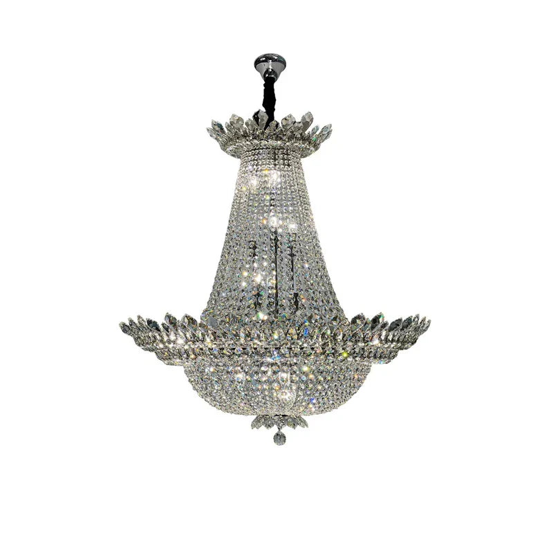 DecorBites™ K9 Crystal Chrome LED Chandelier for Trendy Living Room Lighting