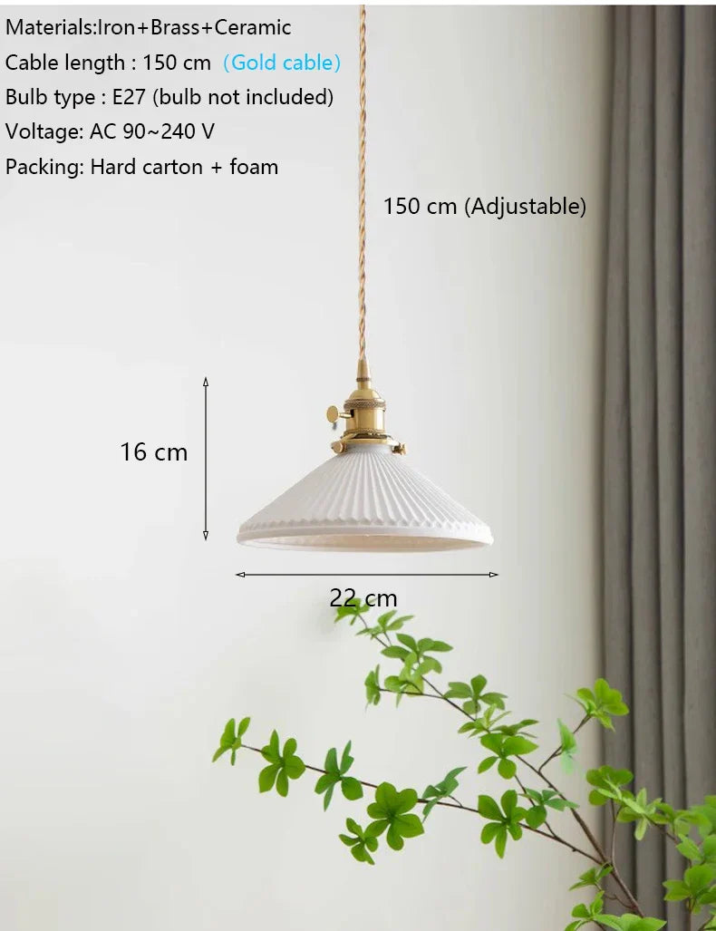 Decorbites™ Lámpara de techo de cerámica japonesa para iluminación de cocina y comedor, lujosa lámpara de techo LED