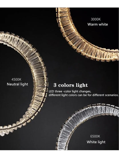 DecorBites™ DNA Spiral Crystal Chandelier LED Ring Design for Luxury Living Room