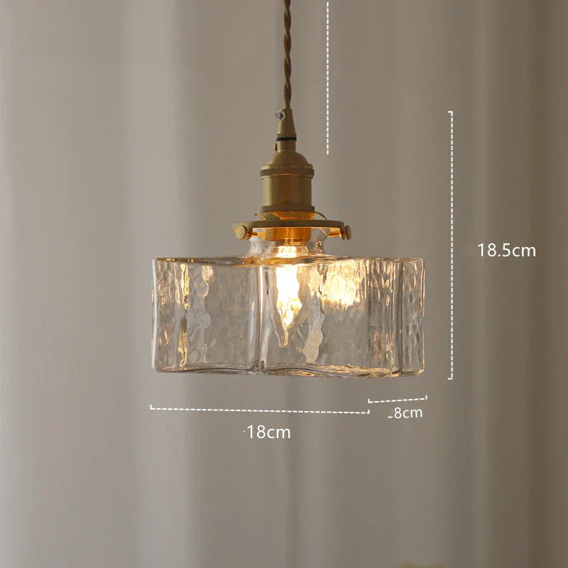 Green Glass Pendant Light Polished Copper 3-Head
