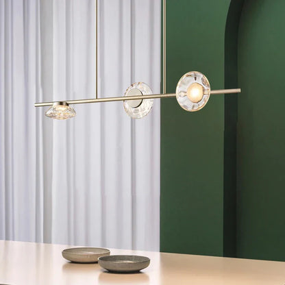 DecorBites™ Glass LED Chandeliers Gold Metal 3000K: Restaurant Parlor Kitchen Dining Lighting