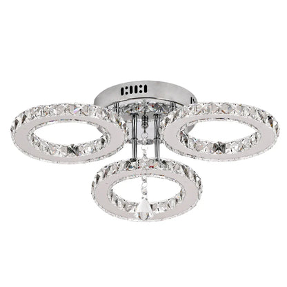DecorBites™ Crystal Chandelier 3Rings Chrome Pendant Light for Bedroom Living Room
