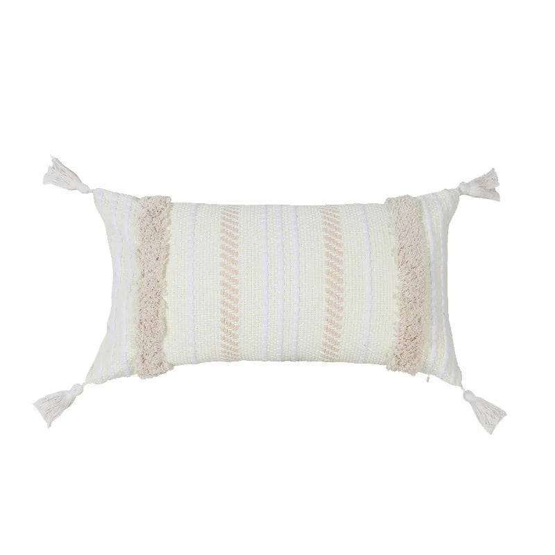 Funda de cojín DecorBites™ con bordado geométrico y borla, funda de almohada decorativa para el hogar, varios tamaños