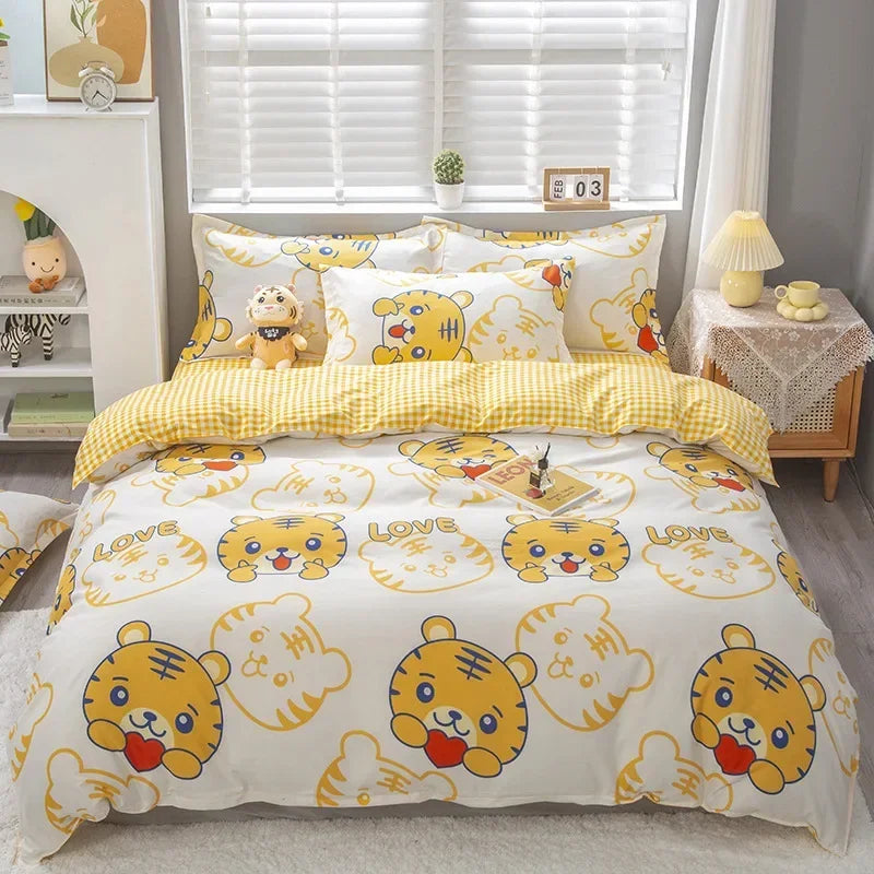 DecorBites™ Cartoon King Size Duvet Set 220x240 with Pillowcase - Skin Friendly & Comfortable