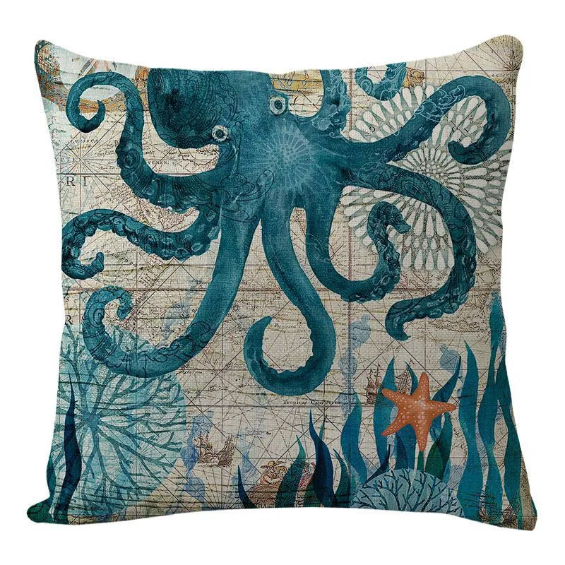 DecorBites™ Coastal Cushion Cover - Sea Theme Decorative Sofa Pillowcase