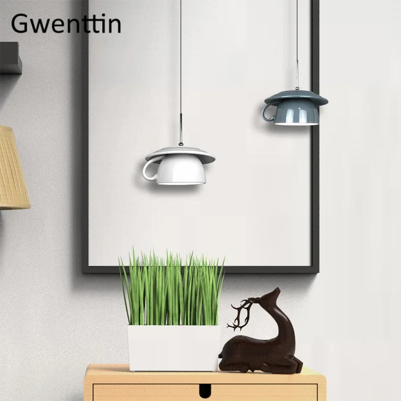 DecorBites™ Ceramic Cup Pendant Light: Stylish LED Hanging Lamp for Home Decor and Kitchen