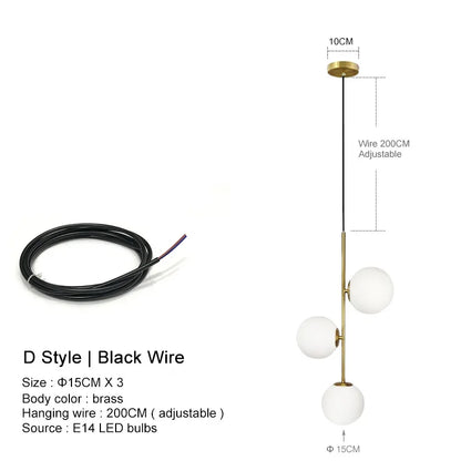 Lámpara de araña LED con bola de cristal DecorBites™: Lámpara colgante nórdica moderna para comedor y dormitorio