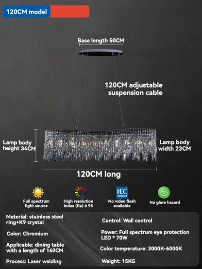 DecorBites™ Chrome Chandelier: Designer Luxury K9 Crystal Lighting Fixture for Dining Room, Hotel, and Bar