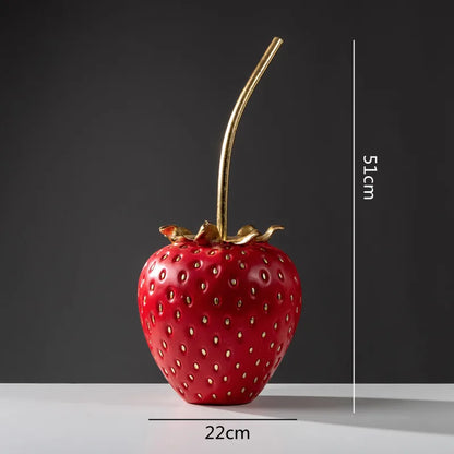 Figura decorativa de fresa dorada DecorBites™ para decoración y exhibición del hogar.