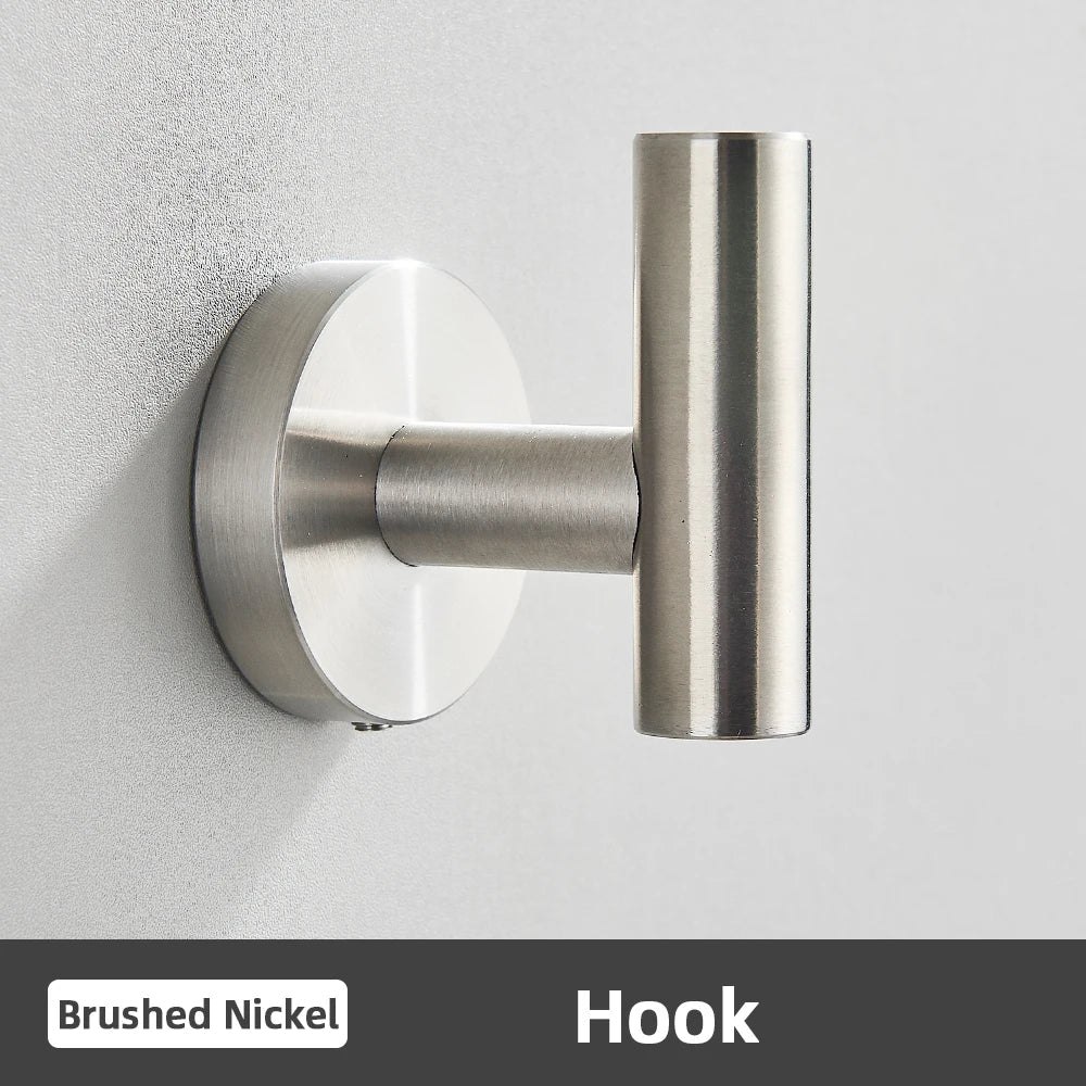 DecorBites™ Brushed Gold Bathroom Accessories Set: Towel Rail, Paper Holder, Hook, Stainless Steel