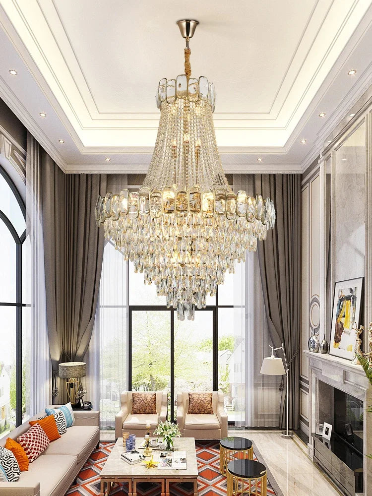 DecorBites™ Gold LED Crystal Chandelier Modern Luxury Lighting for Living Room