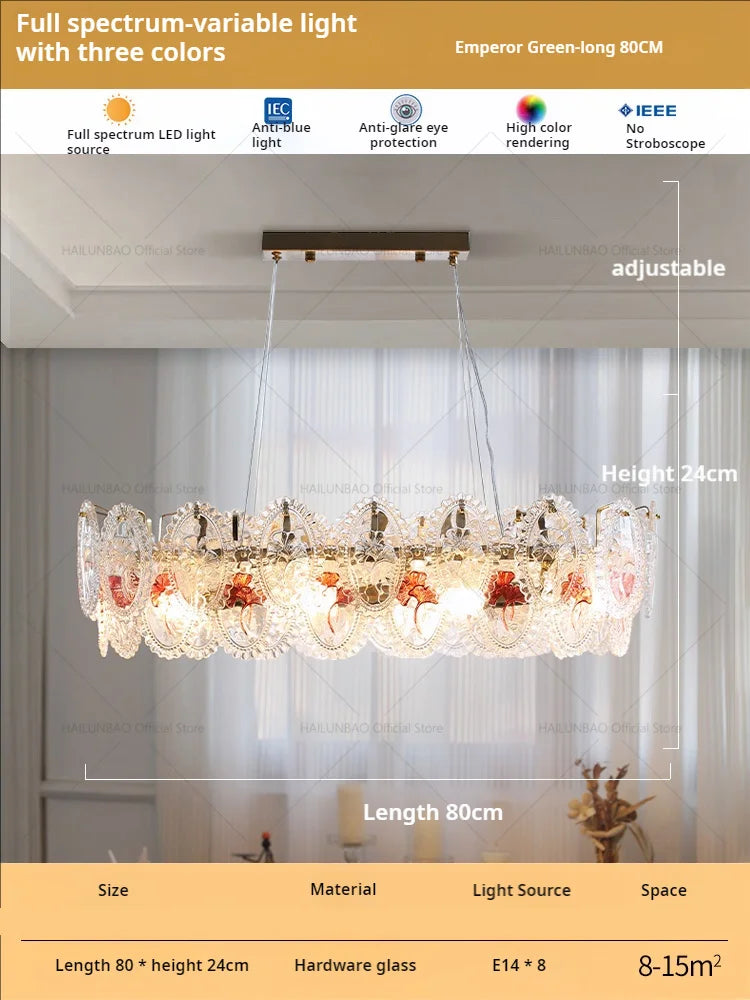 DecorBites™ Glass Dining Room Chandelier: Retro French Style for Living & Master Bedroom