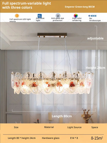 DecorBites™ Glass Dining Room Chandelier: Retro French Style for Living & Master Bedroom