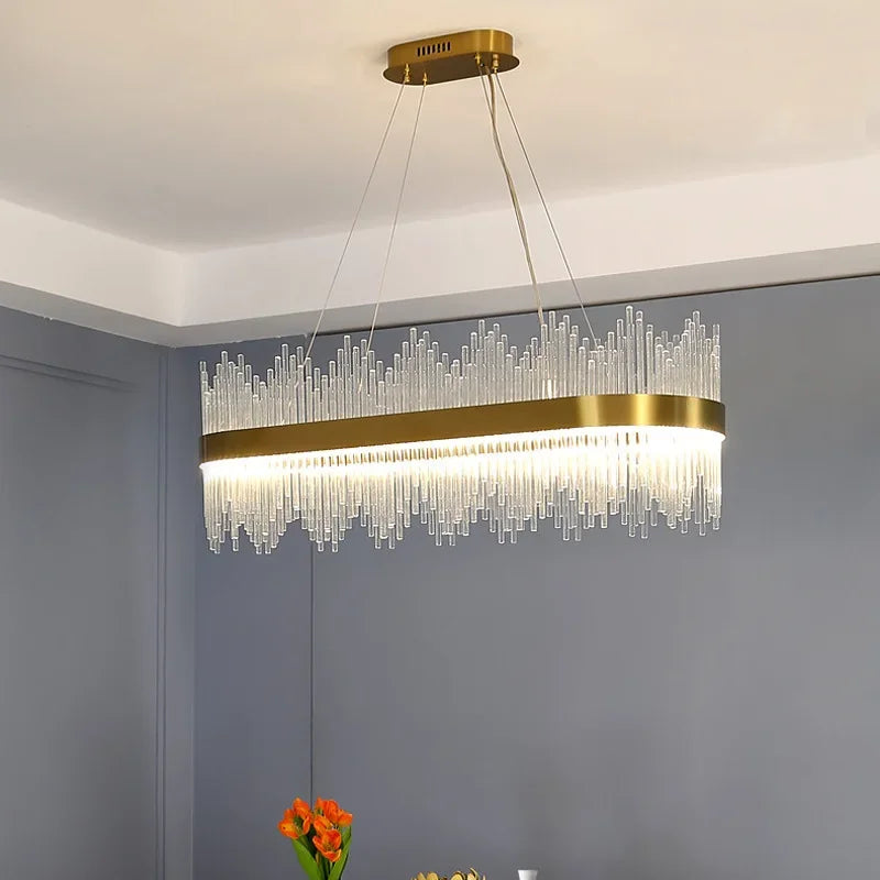 DecorBites™ Crystal Chandelier: Modern Nordic LED Lighting for Living Room, Dining, and Bedroom
