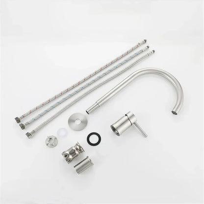 DecorBites™ Brushed Stainless Steel Bathroom Faucet - Deck Mounted Basin Mixer Tap