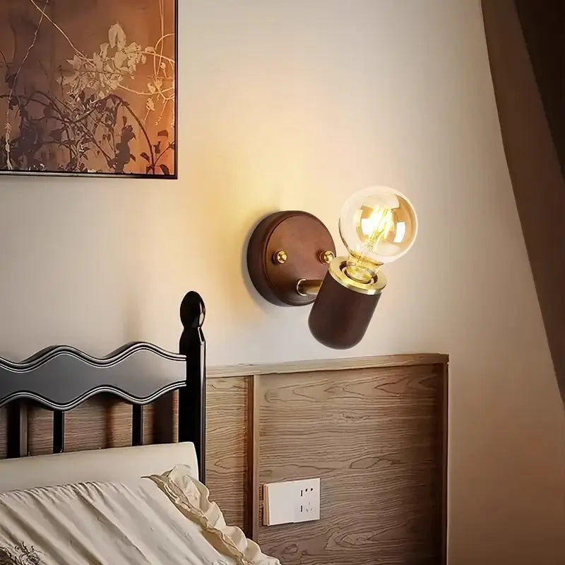 Decorbites™ Japanische Walnuss-Holzwandlampe für Schlafzimmer, Flur, Korridor, Treppenhaus