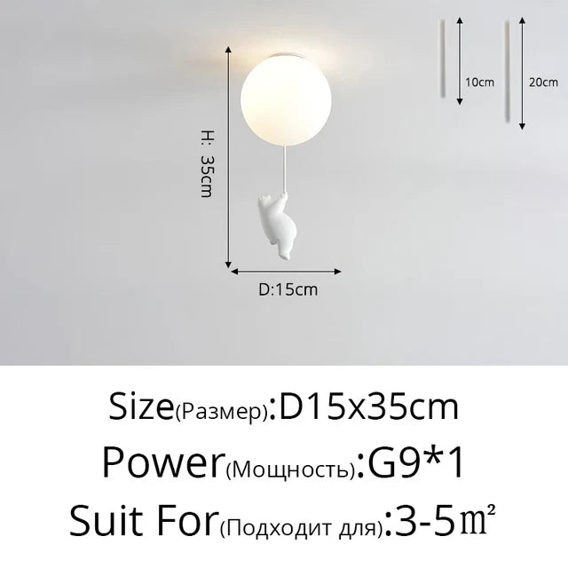 DecorBites™ Kids Cartoon Panda Polar Bear Ceiling Light Chandelier for Boys and Girls' Bedroom