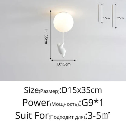 DecorBites™ Kids Cartoon Panda Polar Bear Ceiling Light Chandelier for Boys and Girls' Bedroom