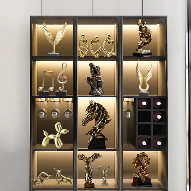 Estatua abstracta de resina dorada, hecha a mano, para decoración de sala de estar o escritorio de oficina - DecorBites™