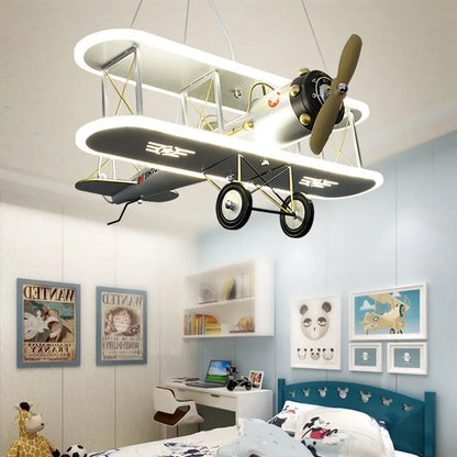 DecorBites™ Children's Aircraft LED Chandelier for Boys Room,False