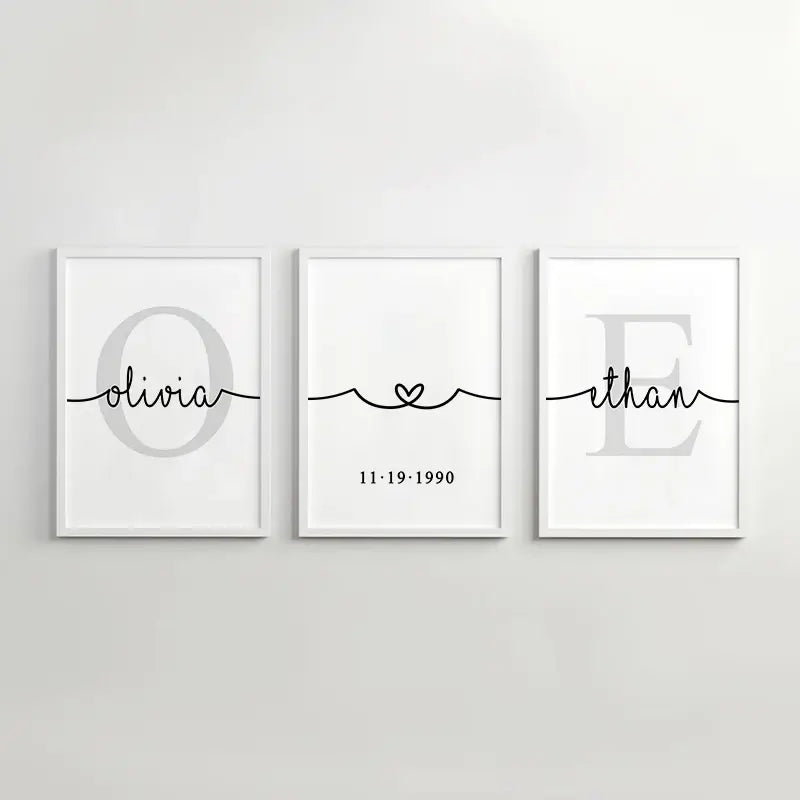 DecorBites™ Personalized Set of 3 Custom Name Wall Art