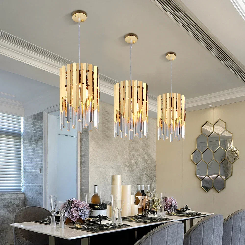 Lámpara de Araña LED de Cristal K9 Oro Decorbites™ para Sala de Estar, Cocina, Comedor y Dormitorio