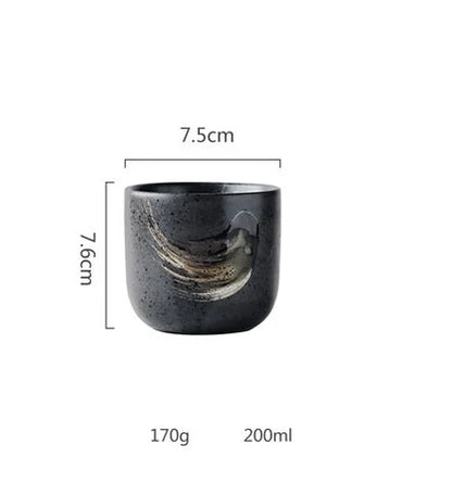 DecorBites™ Black Ceramic Sushi Plate and Rice Bowl Set