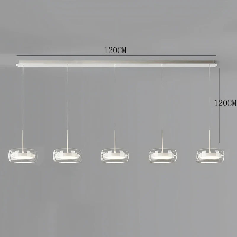 Modern Glass Ring Pendant Light in Iron