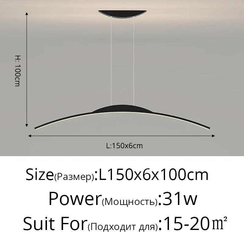 Minimalist LED Pendant Light Gold 150cm Dimmable