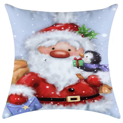 DecorBites™ Christmas Pillowcase Deer Santa Tree Bear Print Cushion Cover
