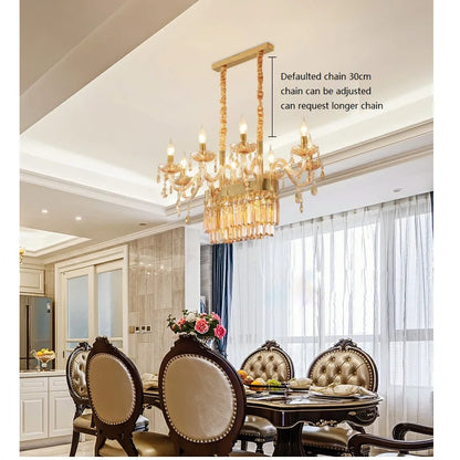 ثريا كريستالية من DecorBites™ لغرفة الطعام - ذهبي/فضي/كونياك/رمادي دخاني - ديكور داخلي