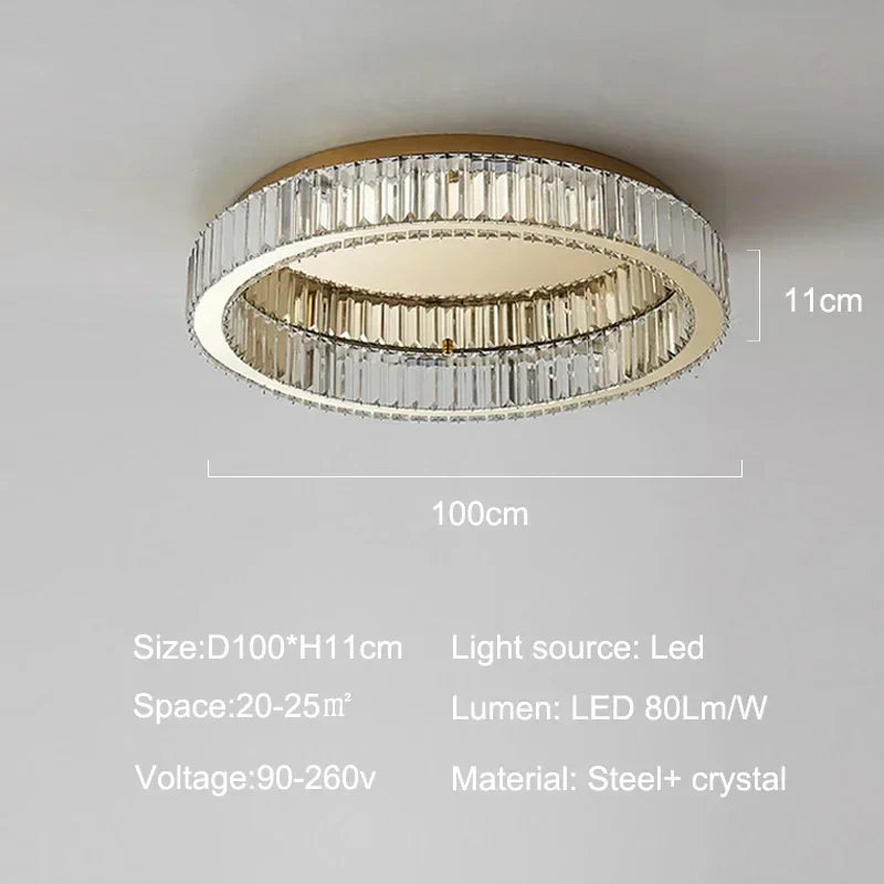 Gold Crystal Ring Ceiling Light