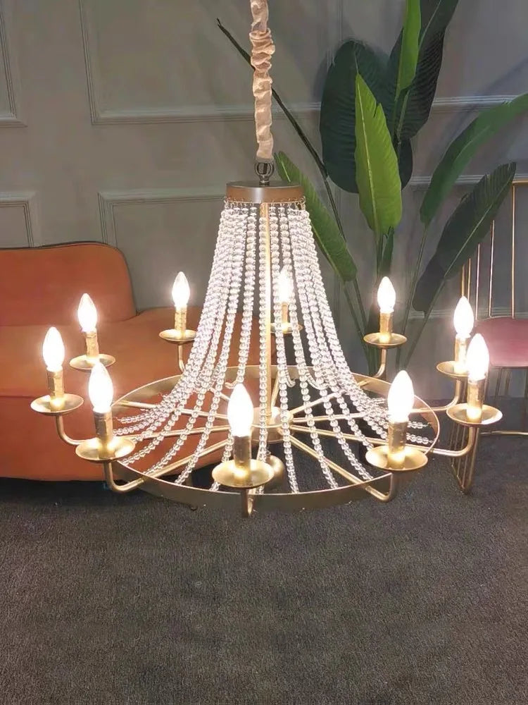 DecorBites™ Crystal Chandelier: Retro Industrial Lighting for Living Room, Dinning Room Decor