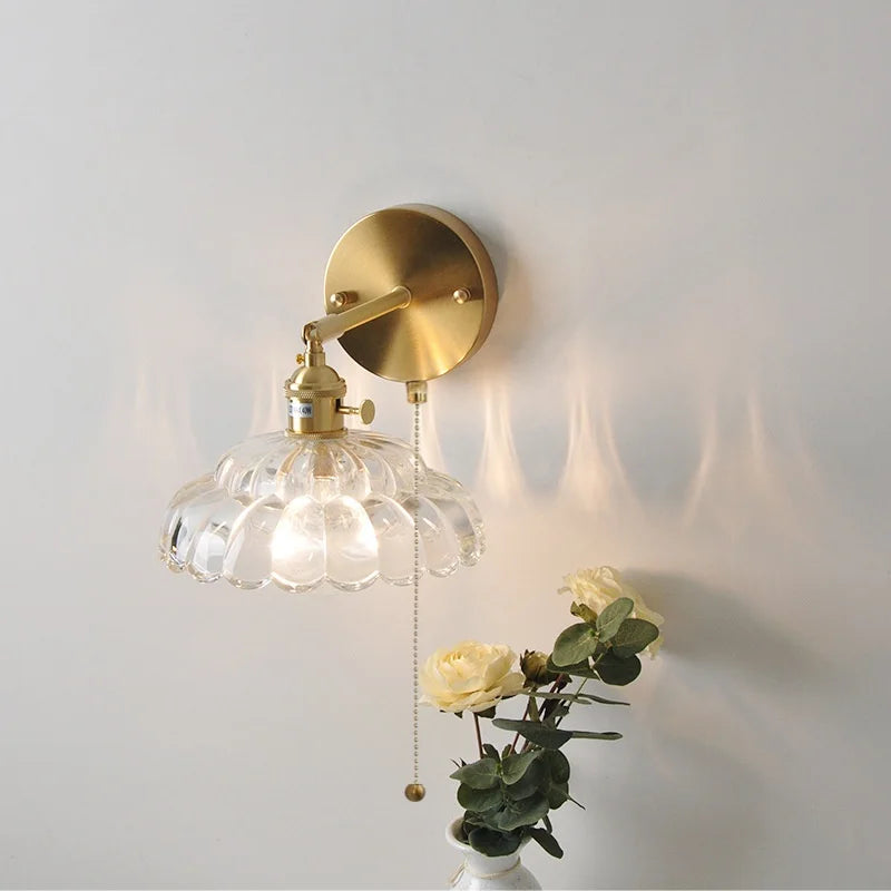 DecorBites™ LED Glass Wall Lights Pull Chain Switch | Nordic Modern Design Bedside Lamp