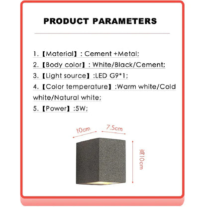 DecorBites™ Cement Wall Lamp: Creative G9 Concrete Sconce for Home, Hotel, Kitchen Lighting