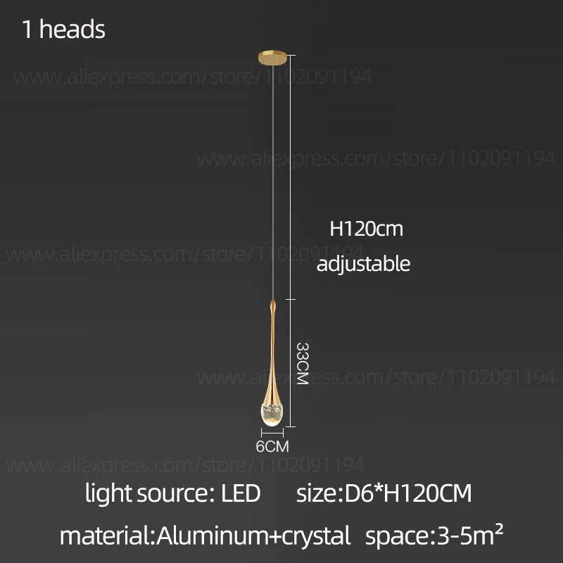 DecorBites™ Crystal Chandelier: Modern LED Water Droplet Staircase Light