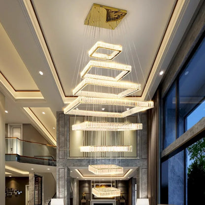 DecorBites™ Crystal Chandelier Stair Pendant Light for Modern Home Decoration & Interior Lighting