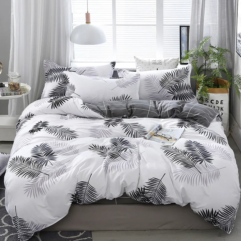 Decobites Lattice Plant Geometric Pattern Bedding Set with Sheet Pillows