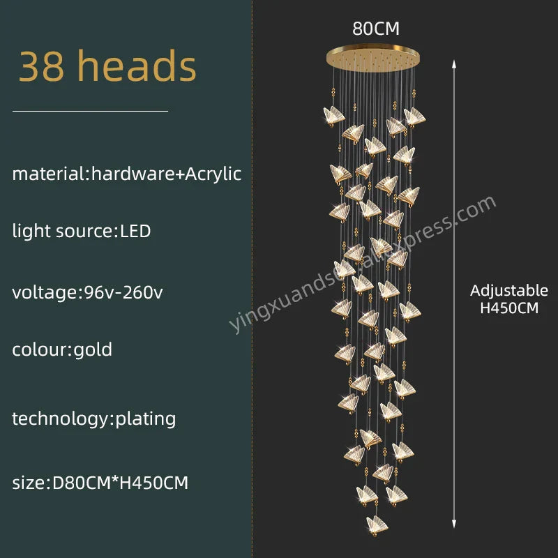 DecorBites™ Butterfly Acrylic Chandelier Modern Ceiling Light Pendant Lamp for Living Room