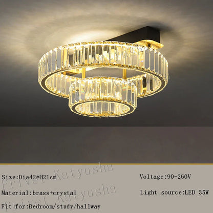 DecorBites™ Gold Crystal Copper Ceiling Lamps LED Modern Home Room Decor Lighting