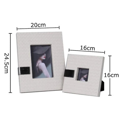 DecorBites™ Leather Photo Frame | Modern Design Picture Frame Bedside Table & Desk Décor
