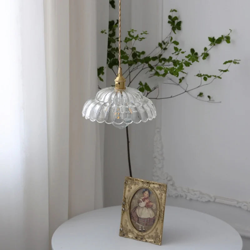 DecorBites™ Glass Flower LED Pendant Light, Adjustable Knob Switch, Modern Design