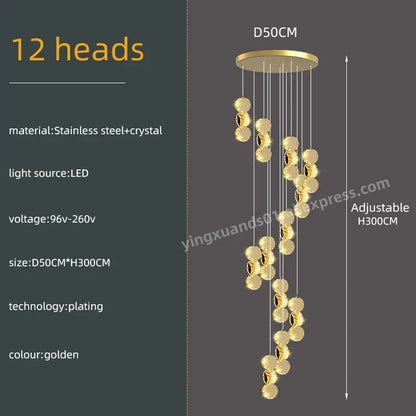 DecorBites™ Gold Crystal Chandeliers LED Pendant Lamp for Modern Living Spaces