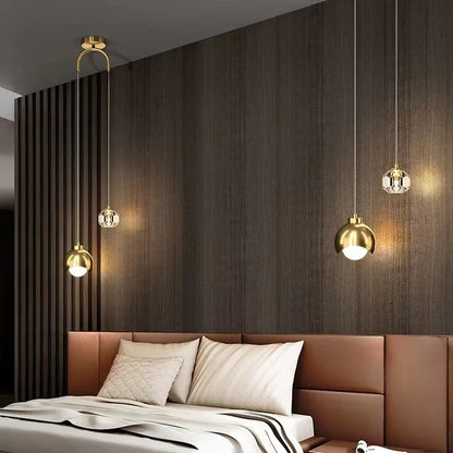Modern Crystal Linear Pendant Light in Gold or Black